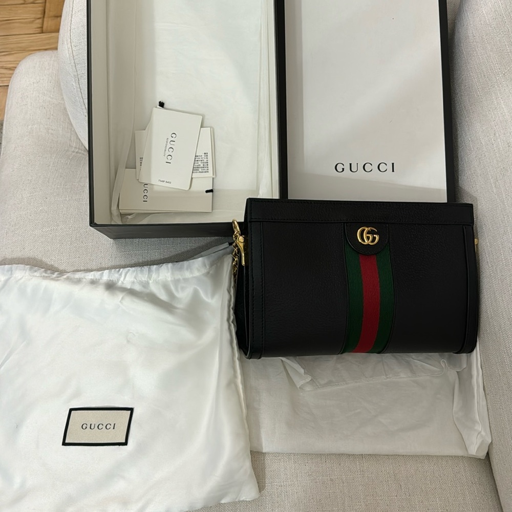 Gucci Ophidia Black Leather Shoulder Bag AUTHENTIC